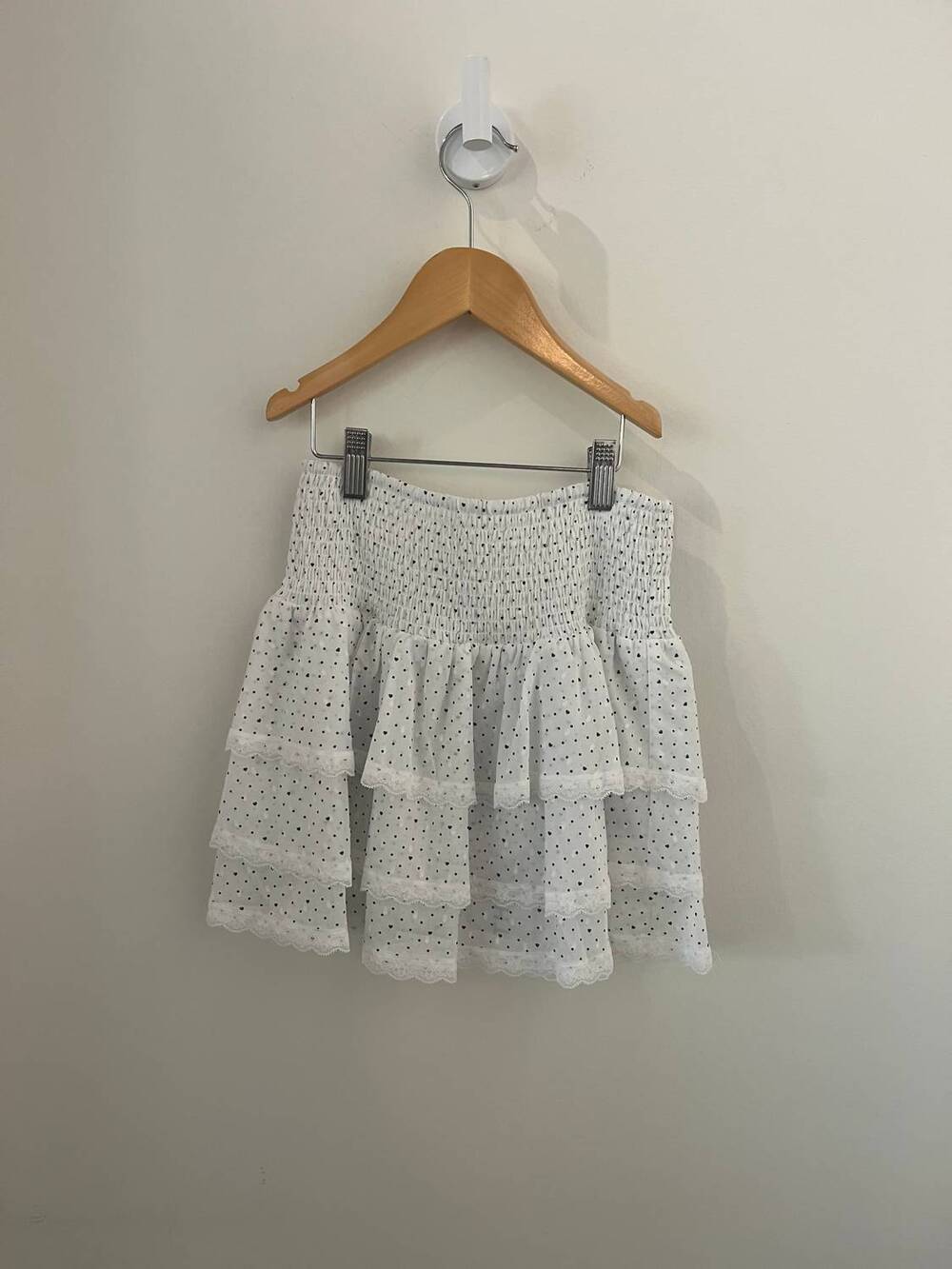 NEW THEME girl's gemma heart polka dot smocked skirt in white